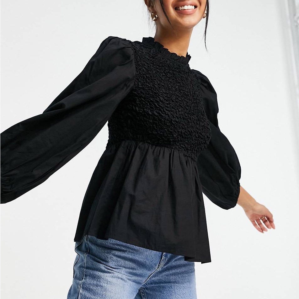 Nwt Vero Moda High Neck Shirred Peplum Blouse | Size: Xs